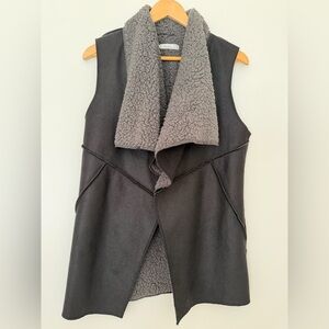 Black Charcoal and Gray Shearling Vest